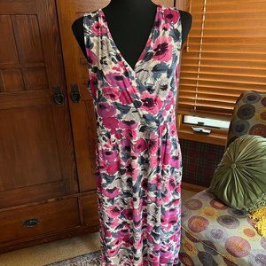 Garnet Hill Floral Faux Wrap Sleeveless Dress Size Medium